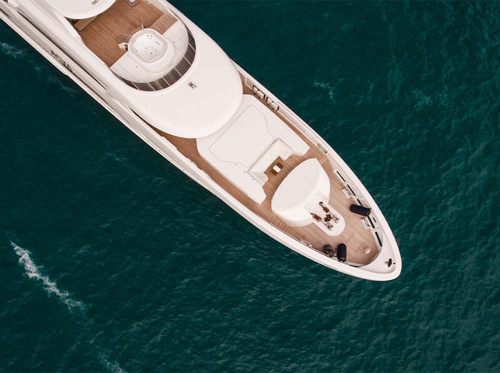 A big yacht seen from above.
